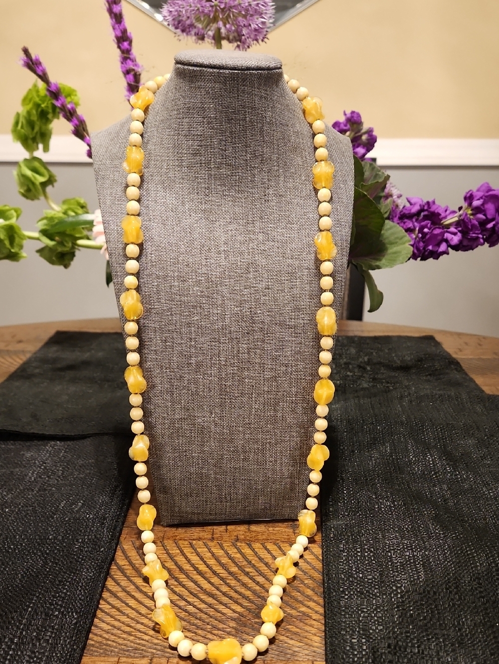Yellow Bead Long Necklace - Women Jewelry